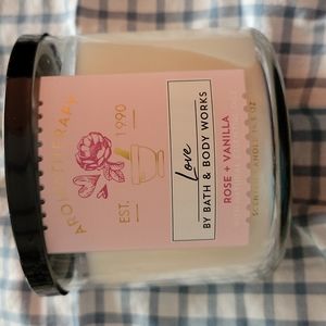 New! Bath &Bodyworks Love Rose+Vanilla Candle